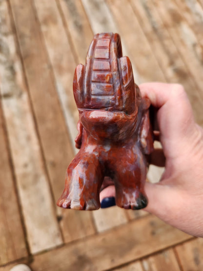 Polished Indian Agate Carved Elephant Crystal Stone