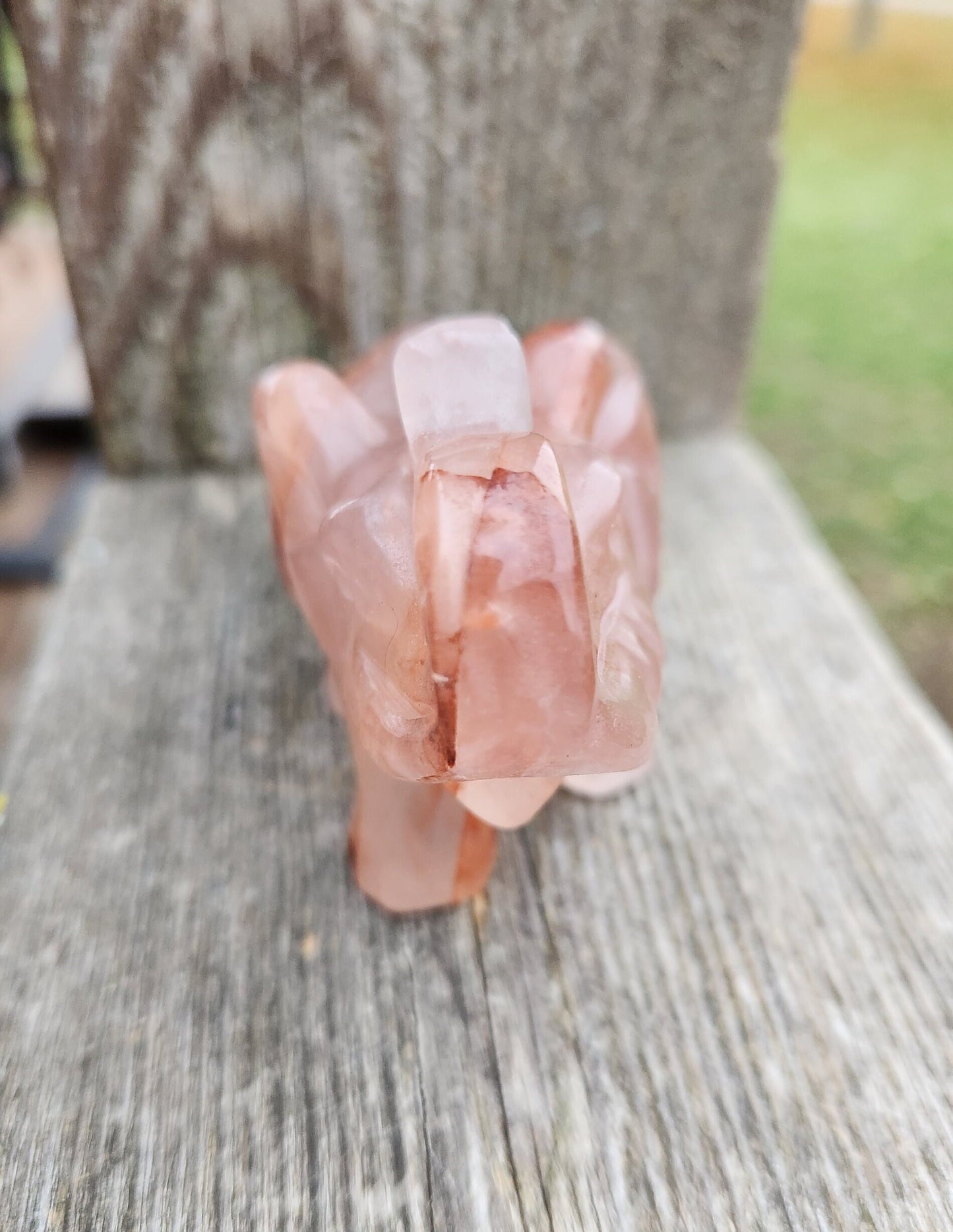 Beautiful Fire Quartz Carved Elephant Crystal Stone Medium