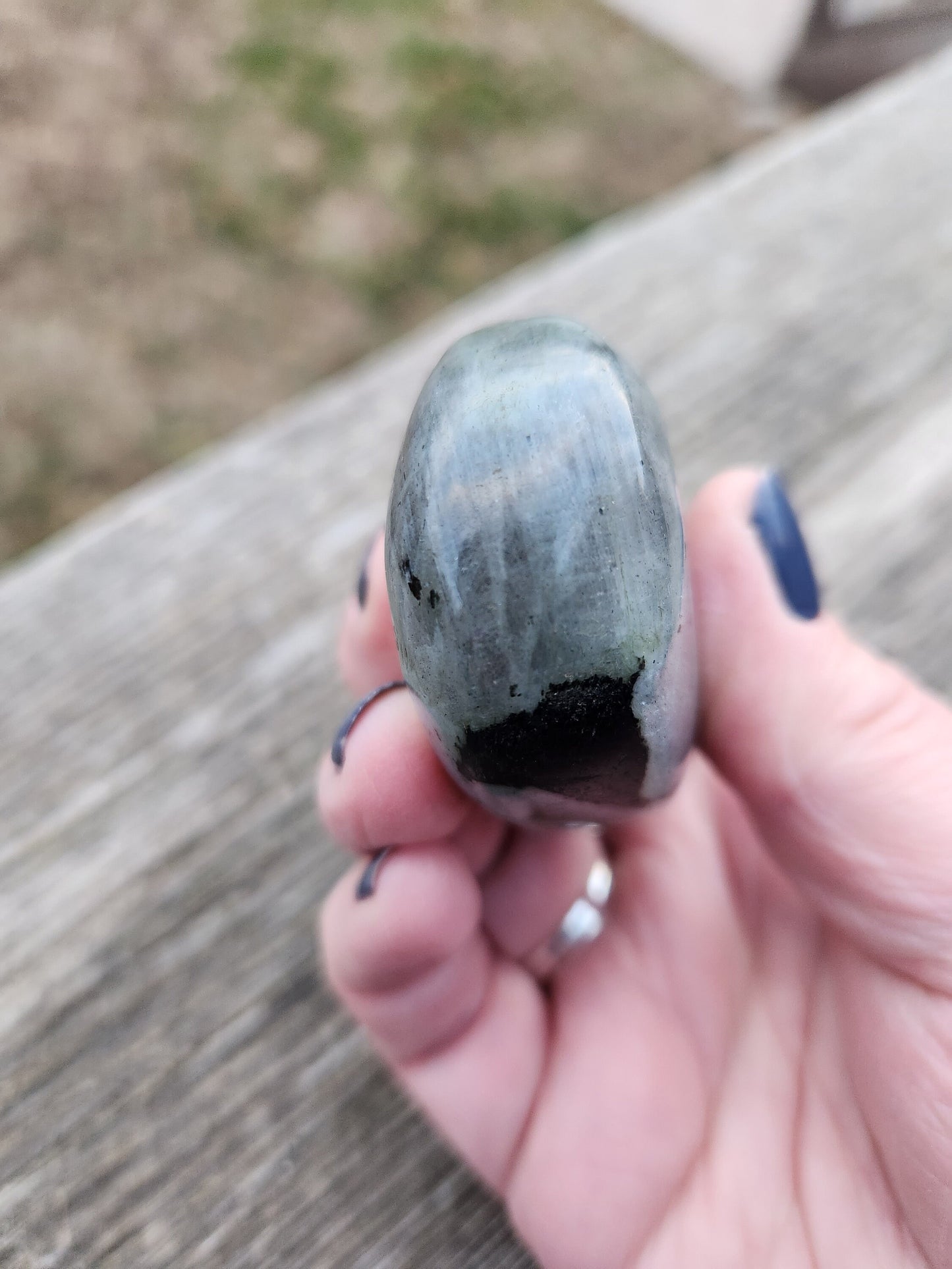 Polished Labradorite Large Palm Stone Crystal with Flash