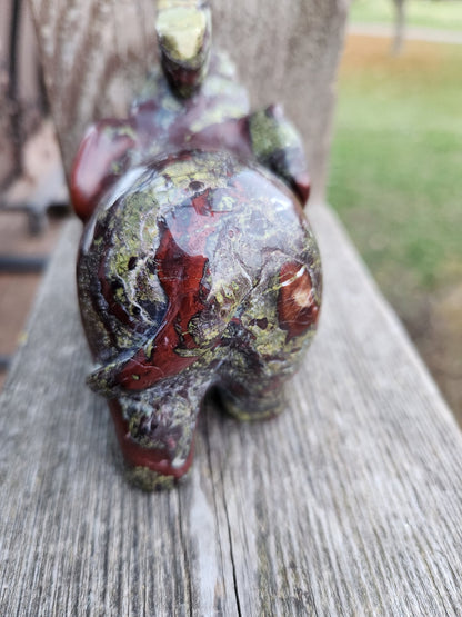 High Polished Dragon Blood Jasper Carved Elephant Crystal Stone