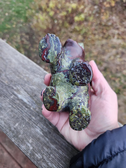 High Polished Dragon Blood Jasper Carved Elephant Crystal Stone