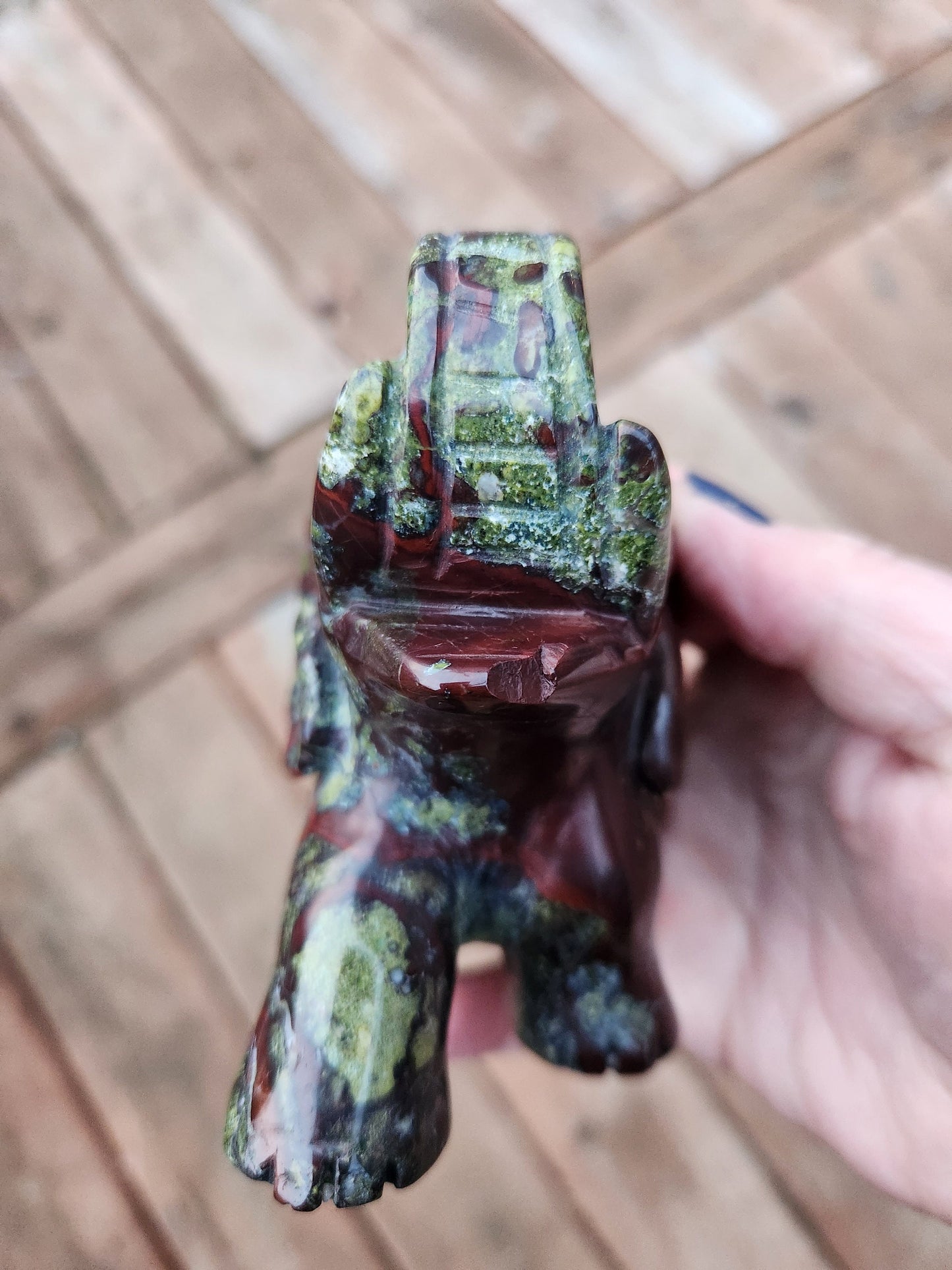 High Polished Dragon Blood Jasper Carved Elephant Crystal Stone