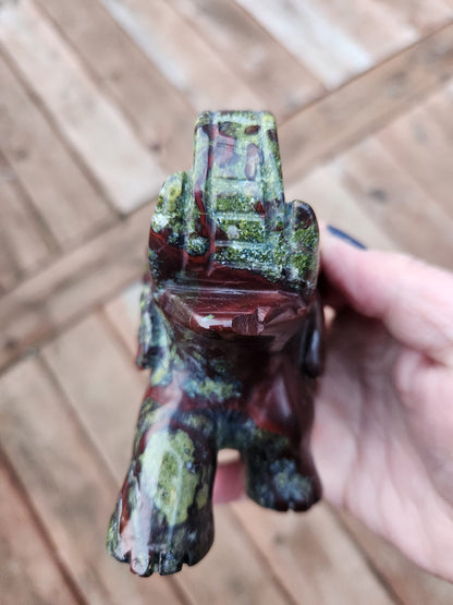 High Polished Dragon Blood Jasper Carved Elephant Crystal Stone