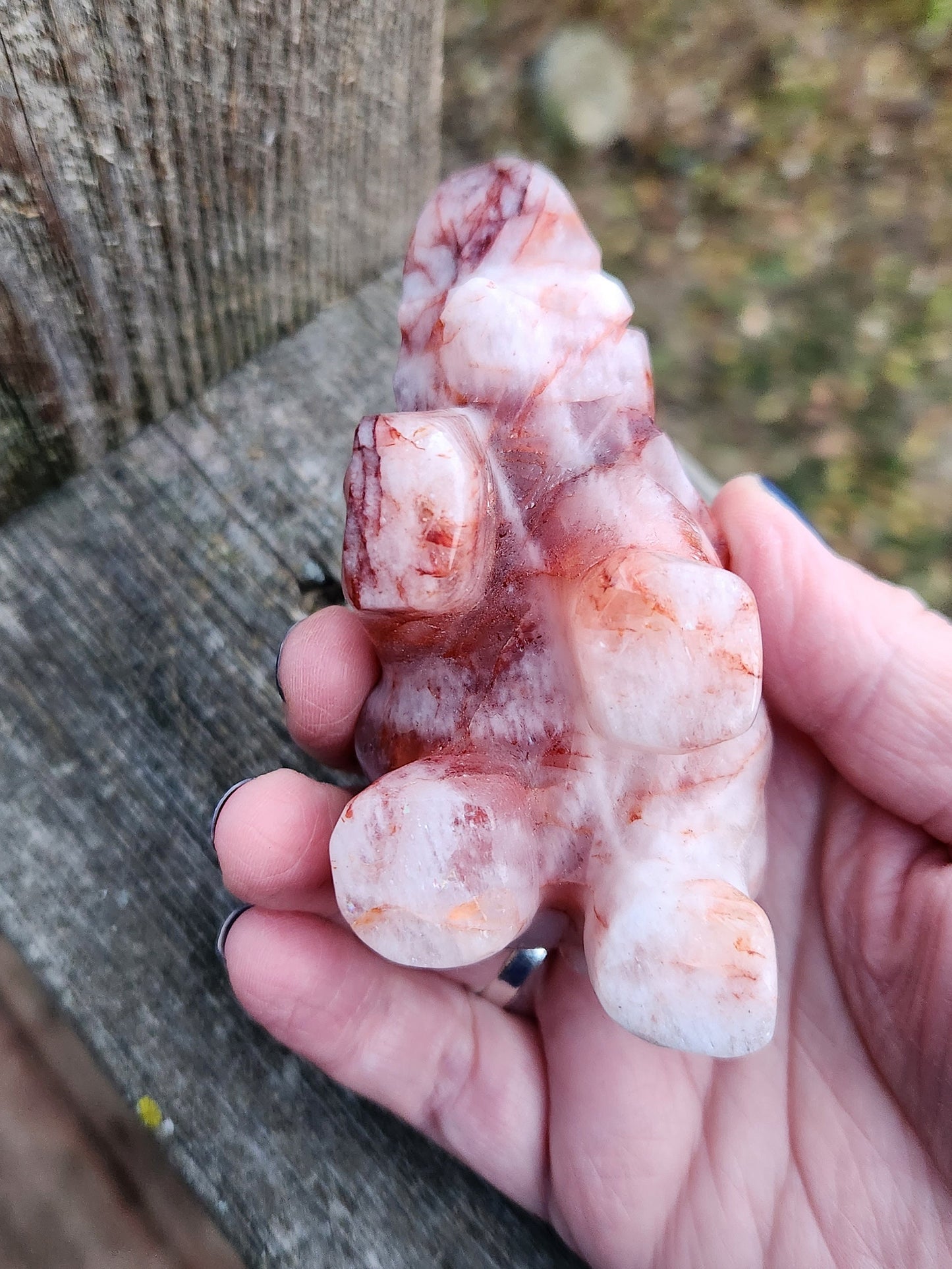 Beautiful Fire Quartz Carved Elephant Crystal Stone Medium