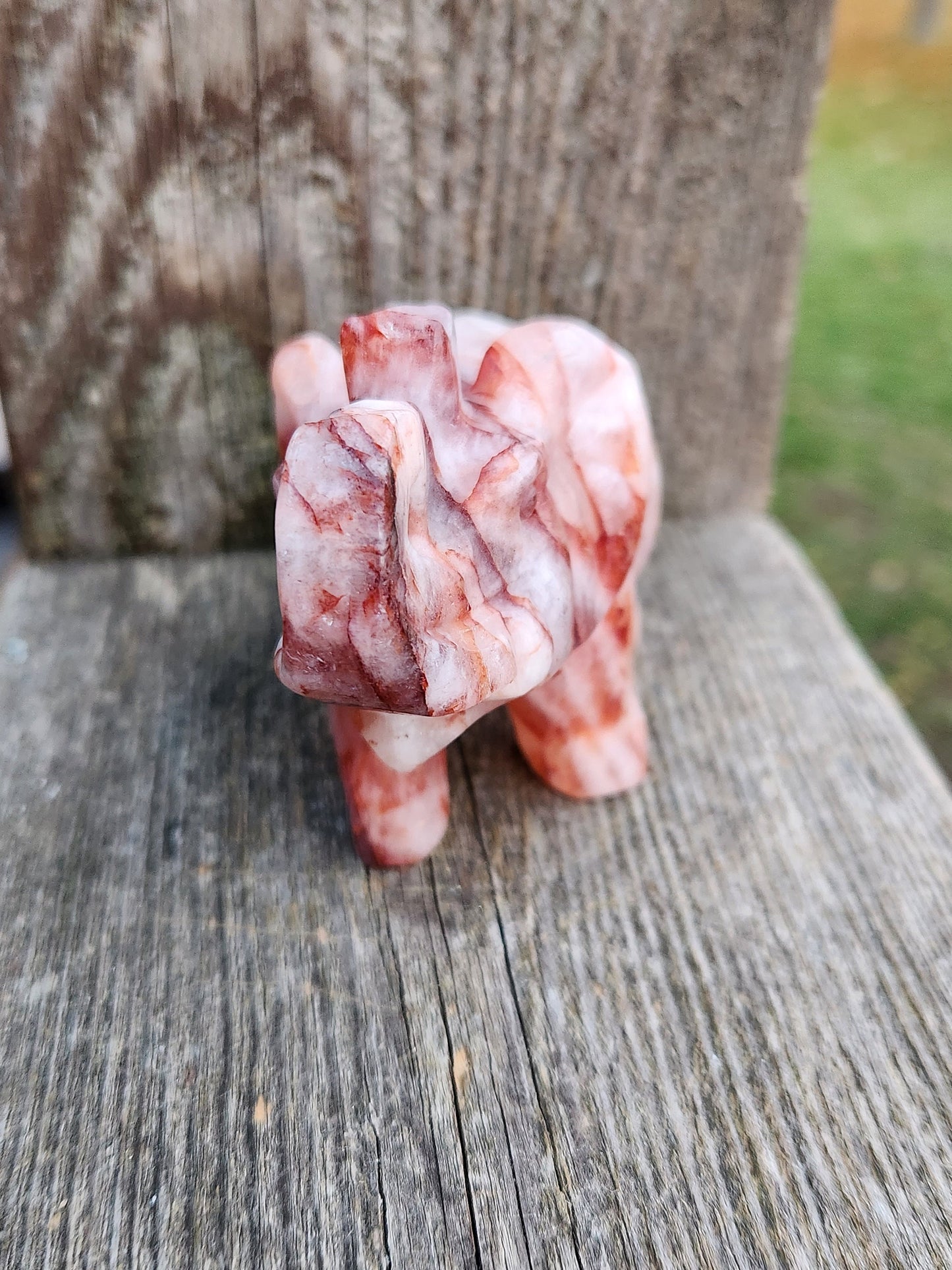 Beautiful Fire Quartz Carved Elephant Crystal Stone Medium