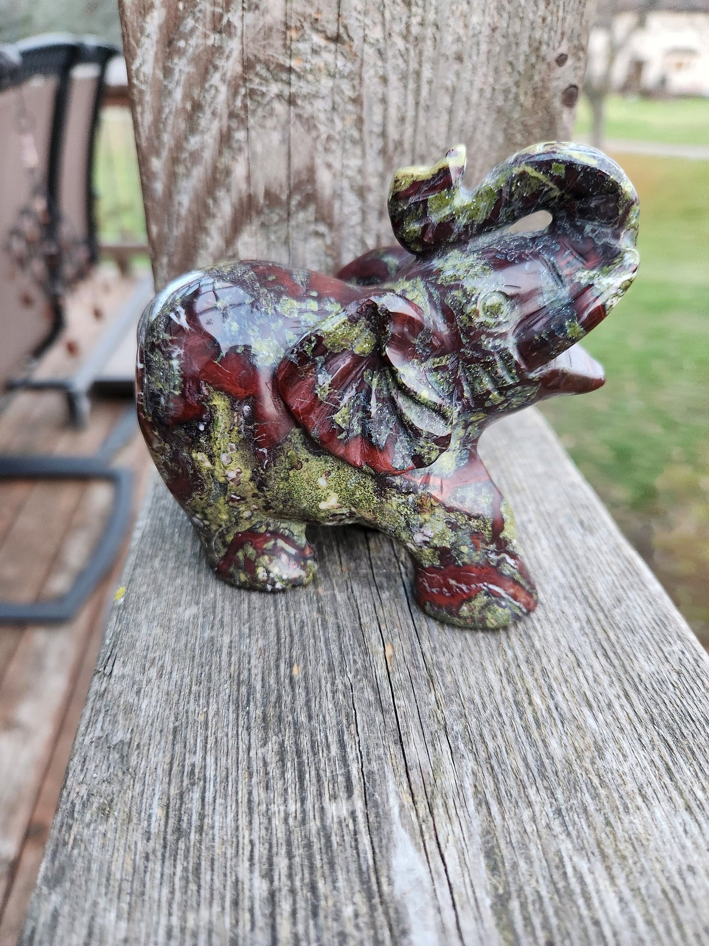 High Polished Dragon Blood Jasper Carved Elephant Crystal Stone