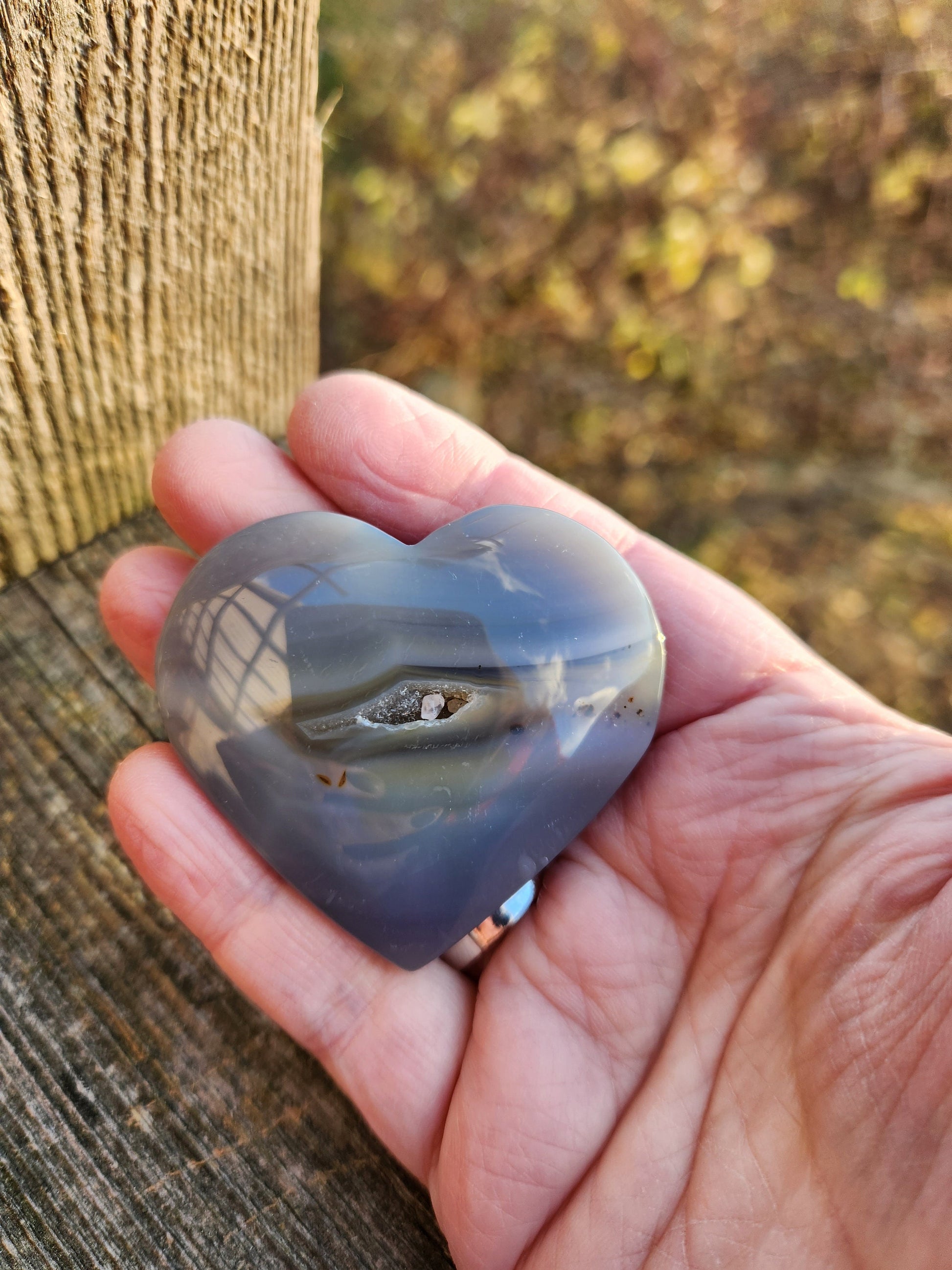 Beautiful Druzy Agate Crystal Rock Heart with banding