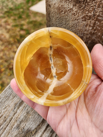 AAA Honey Calcite Crystal Bowl: Golden Tans, High Polish