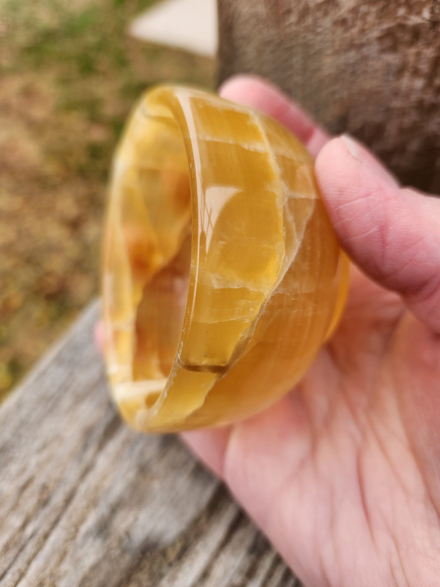 AAA Honey Calcite Crystal Bowl: Golden Tans, High Polish