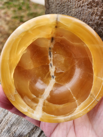 AAA Honey Calcite Crystal Bowl: Golden Tans, High Polish