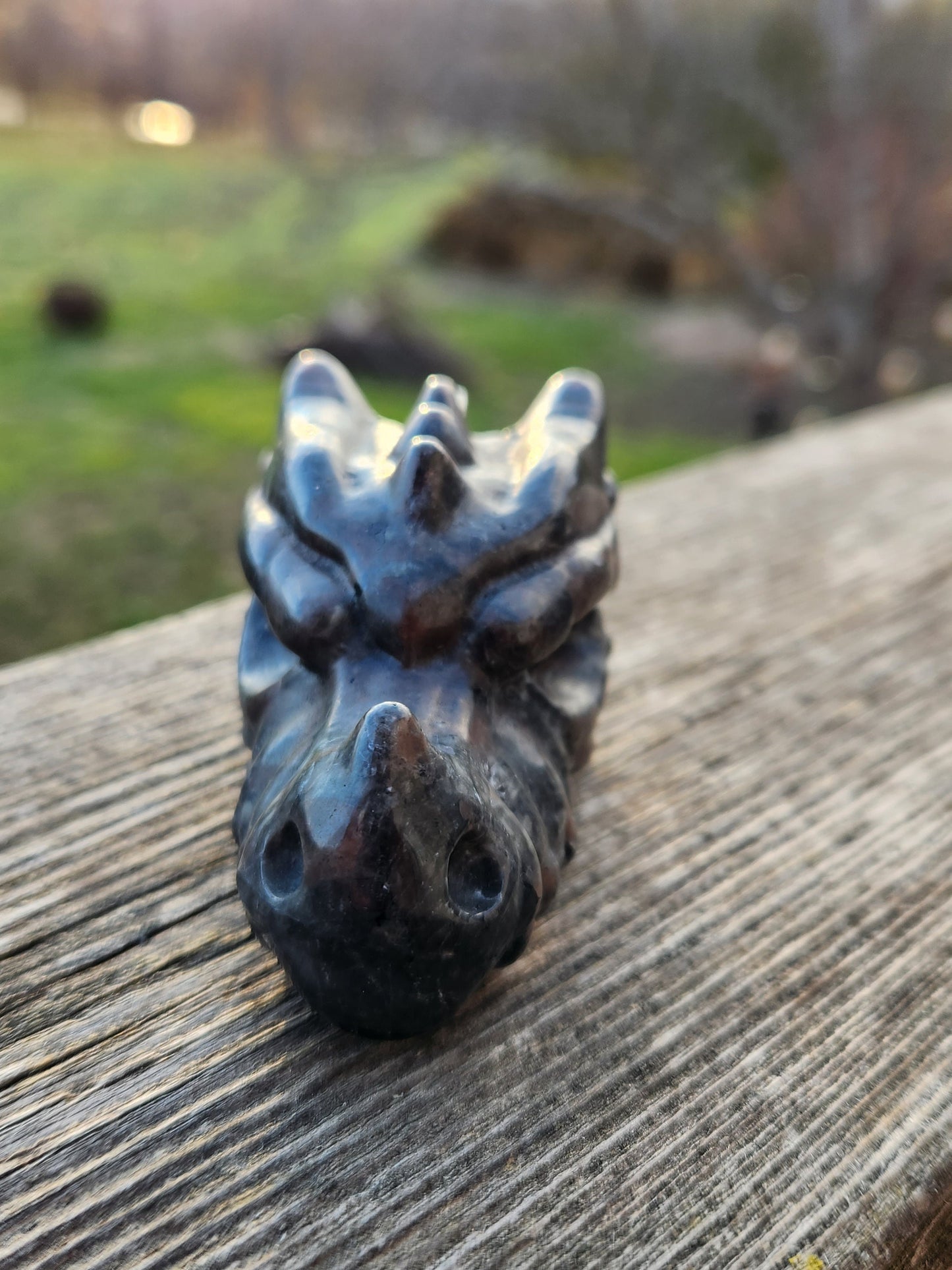 Beautiful AAA Yooperlite UV Reactive Unique Dragon Head Rock Crystal, Emberlite, DnD