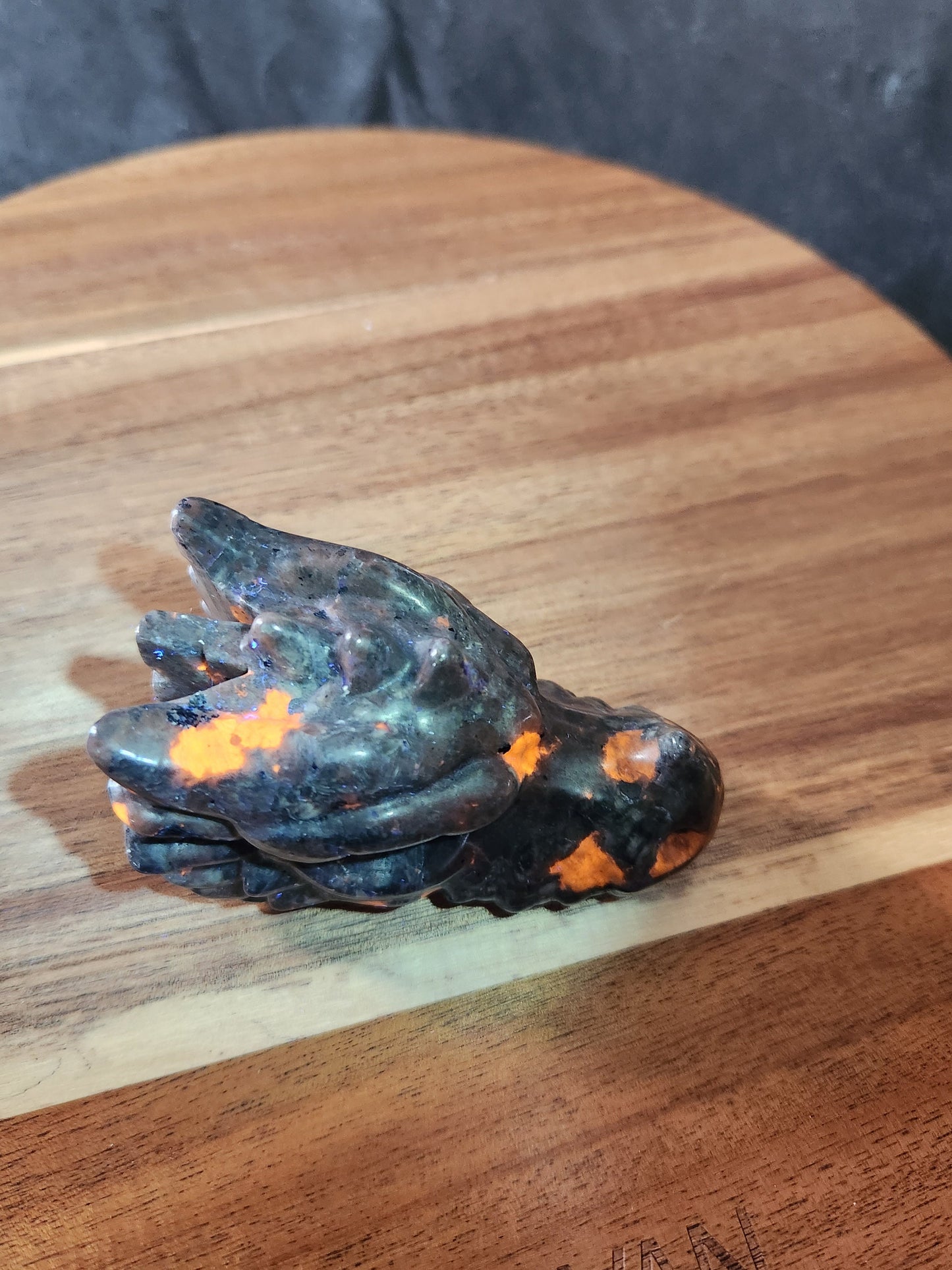 Beautiful AAA Yooperlite UV Reactive Unique Dragon Head Rock Crystal, Emberlite, DnD