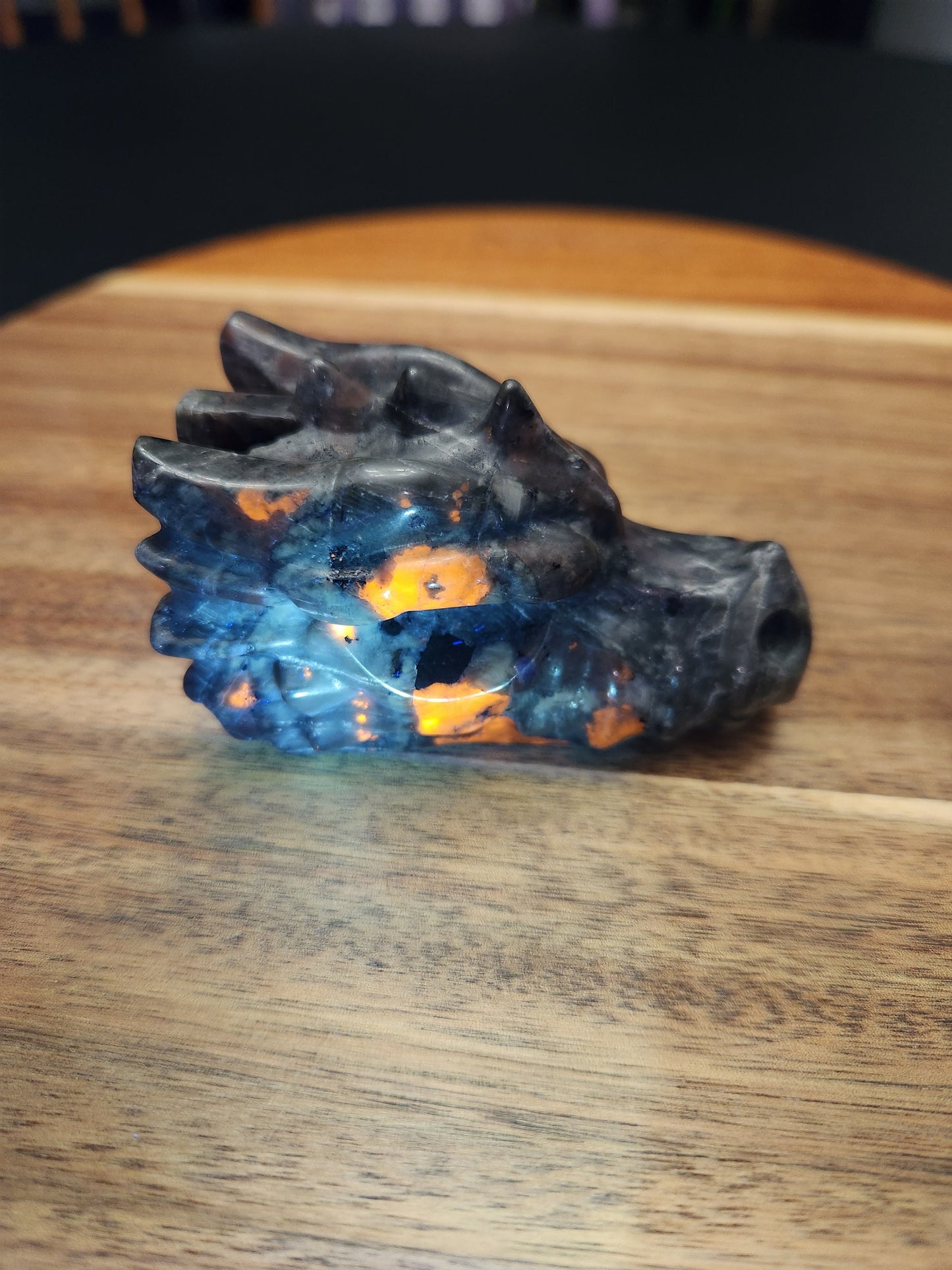 Beautiful AAA Yooperlite UV Reactive Unique Dragon Head Rock Crystal, Emberlite, DnD