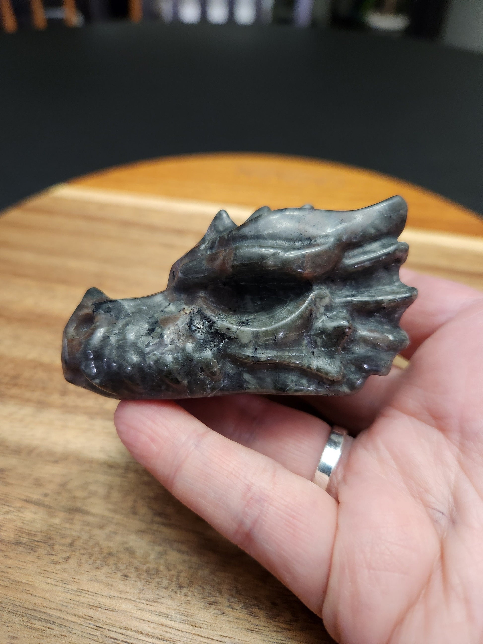 Beautiful AAA Yooperlite UV Reactive Unique Dragon Head Rock Crystal, Emberlite, DnD