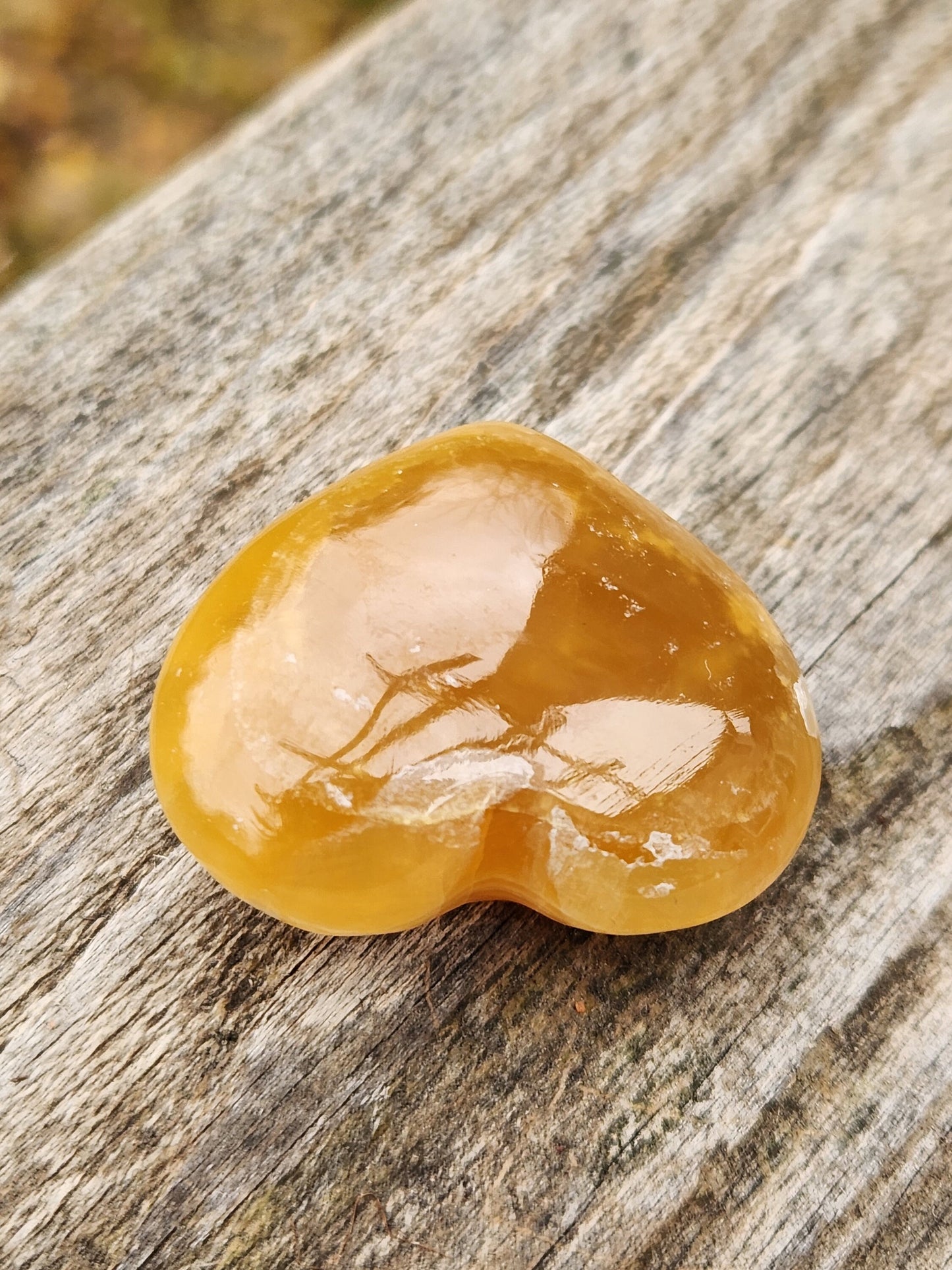 Gorgeous AAA Honey Calcite Small Crystal Heart, Brazilian