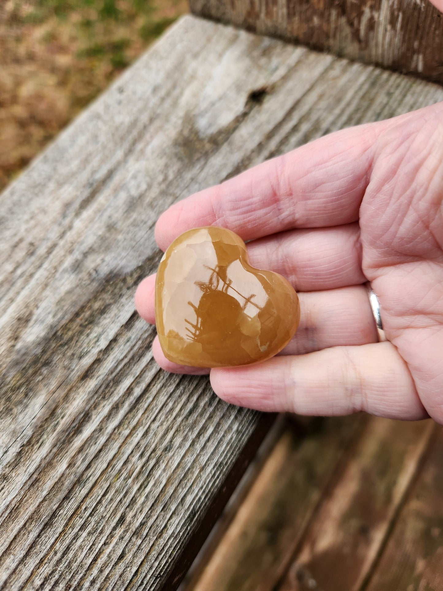 Gorgeous AAA Honey Calcite Small Crystal Heart, Brazilian