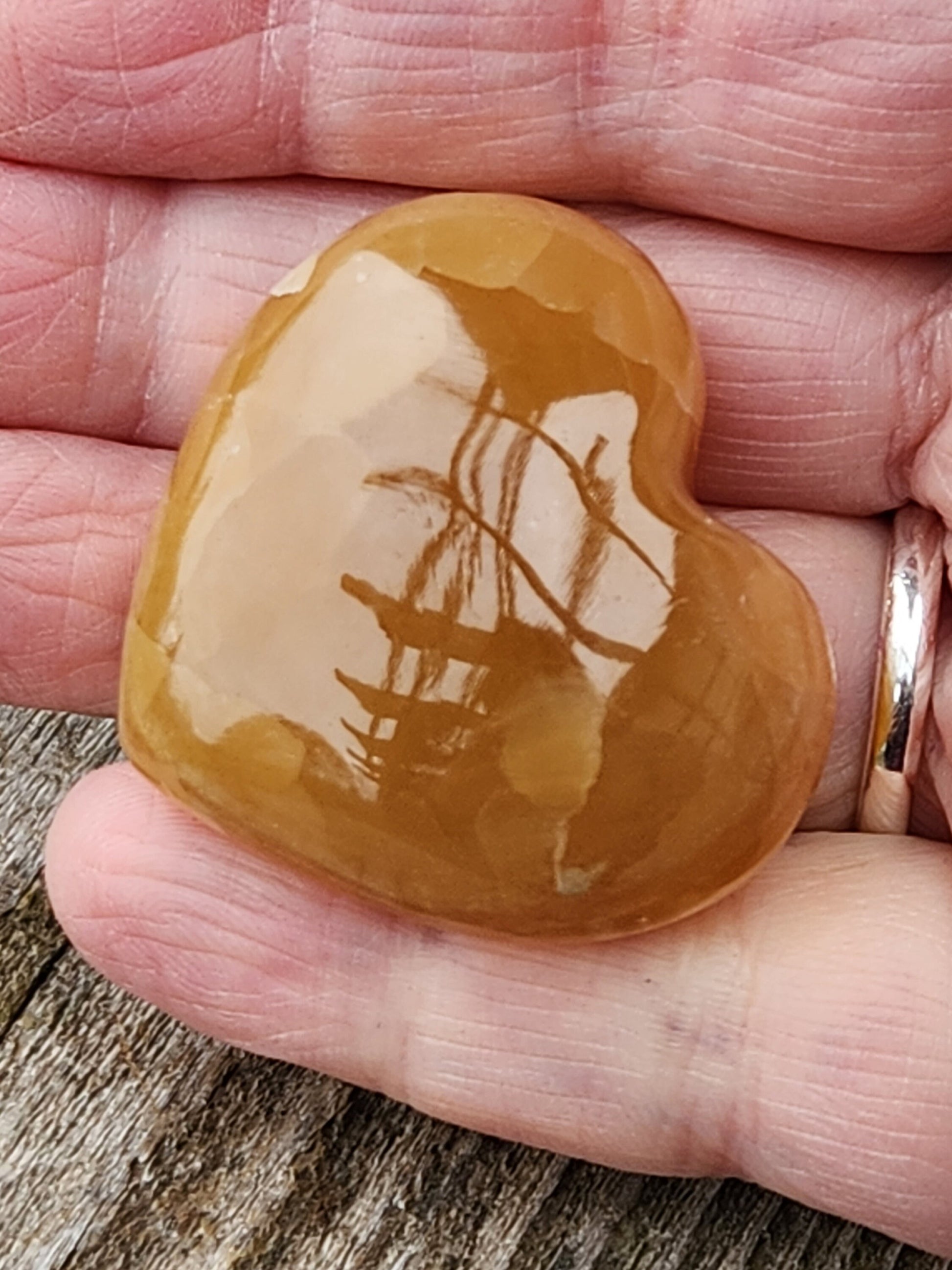 Gorgeous AAA Honey Calcite Small Crystal Heart, Brazilian