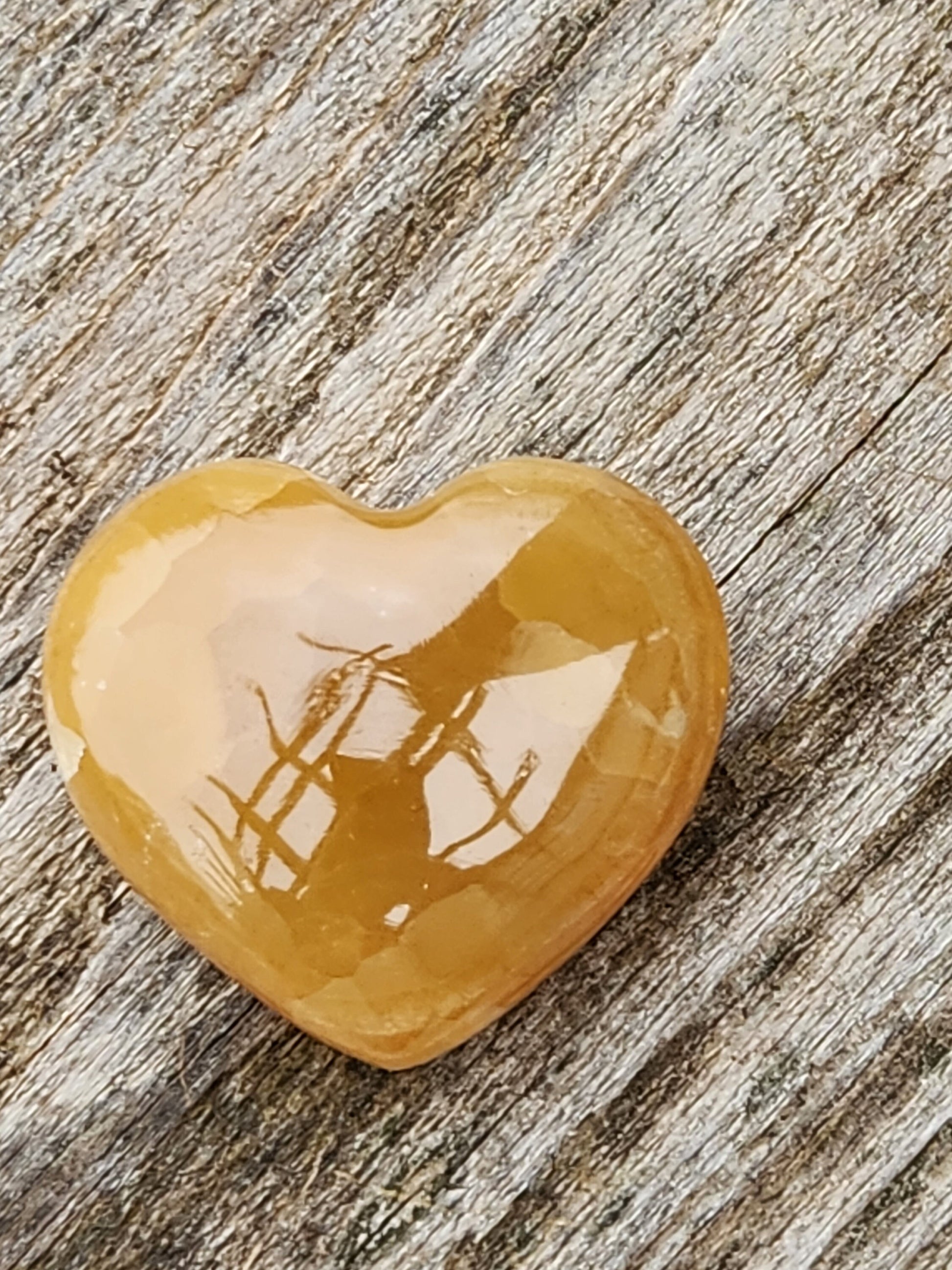 Gorgeous AAA Honey Calcite Small Crystal Heart, Brazilian