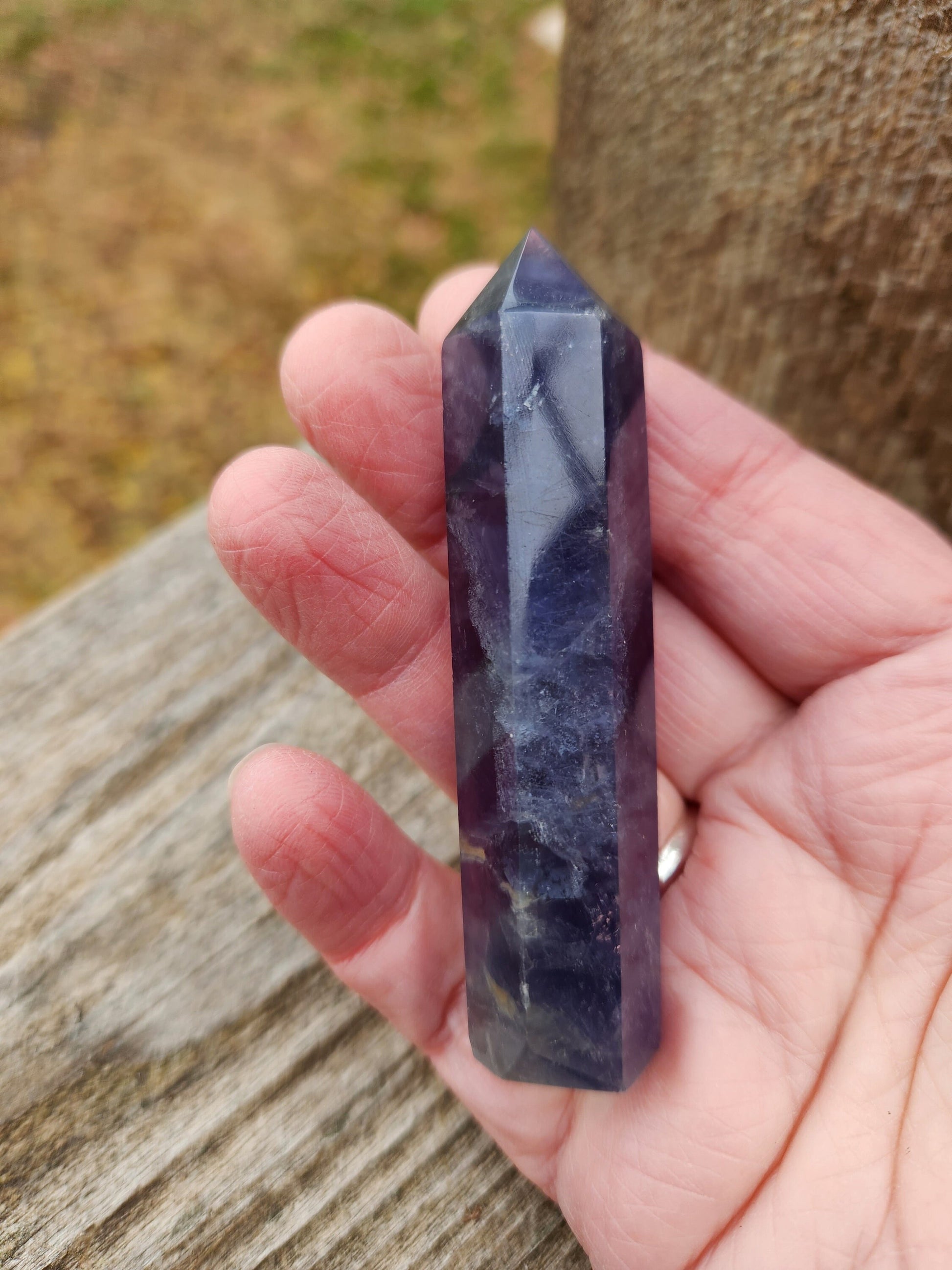 Rare Blue Fluorite Crystal Mini Tower Point, Wand