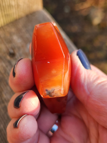 Polished Carnelian Crystal Star: Pocket Palm Stone