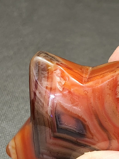 Carnelian Crystal Star: Polished Pocket Stone, 1.71"
