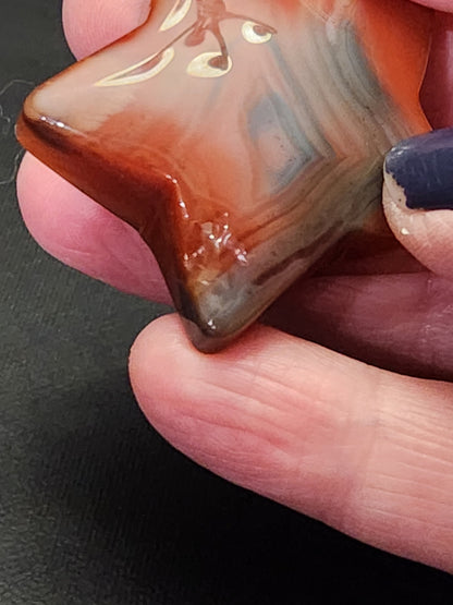Carnelian Crystal Star: Polished Pocket Stone, 1.71"