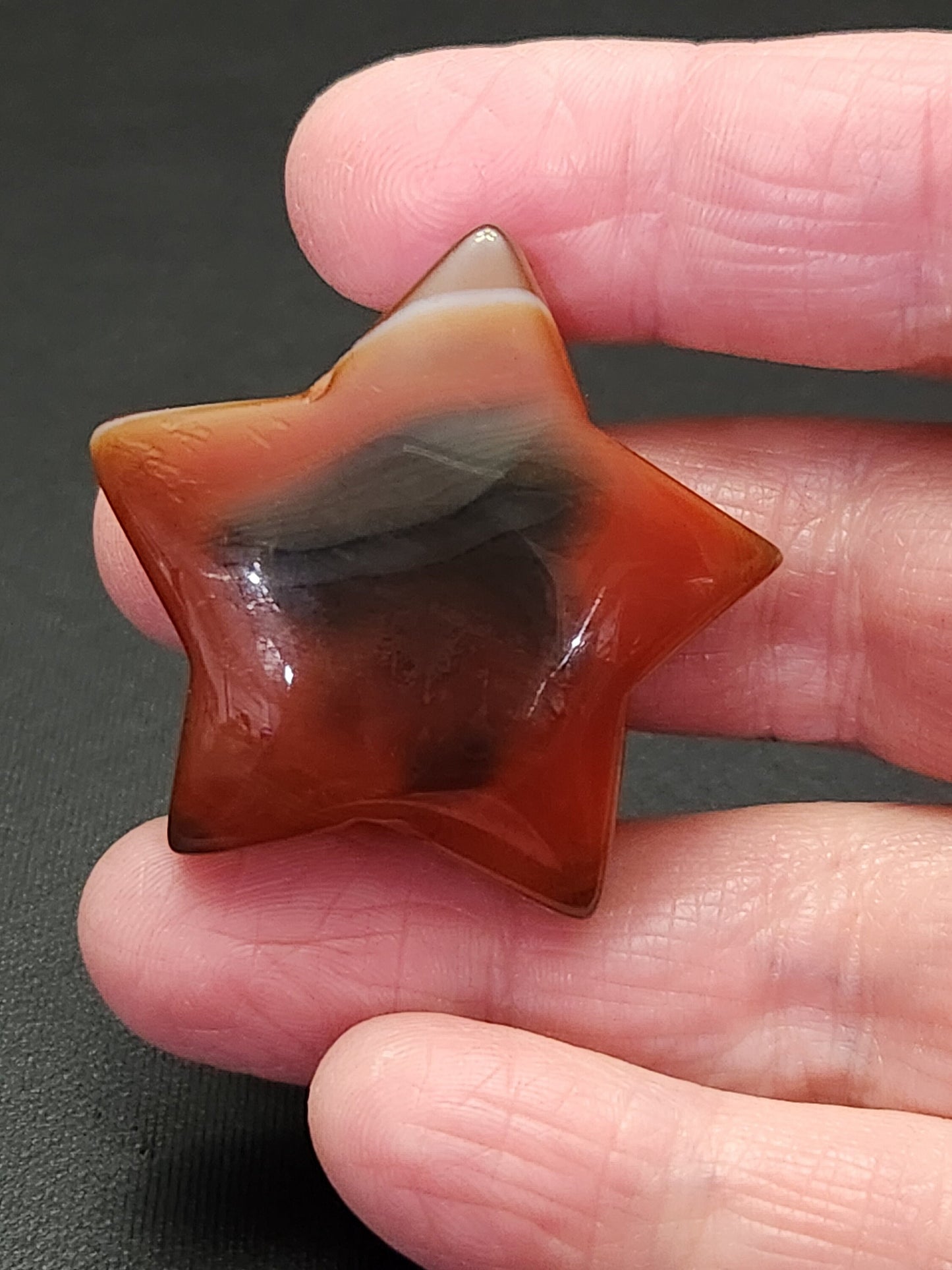 Polished Carnelian Crystal Star: Small Pocket Stone