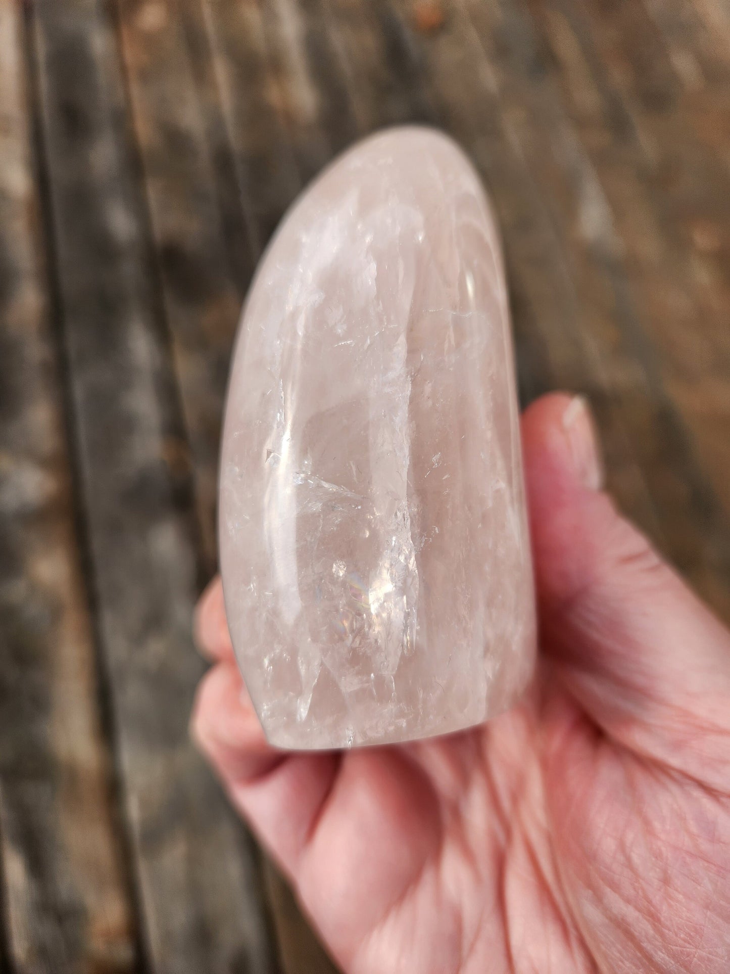 Beautiful AAA Rose Quartz Crystal Freeform Rainbows