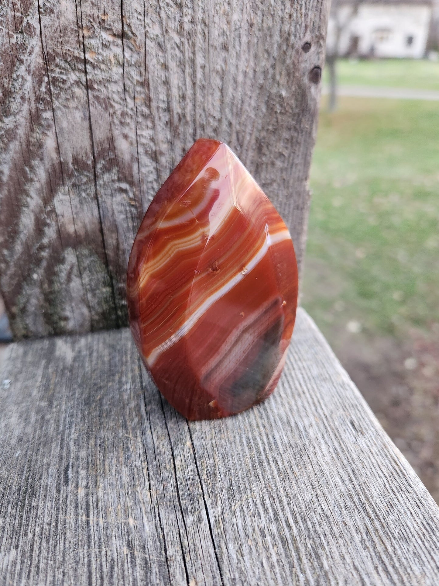 Beautiful Druzy Carnelian Crystal Chunky Flame with Banding