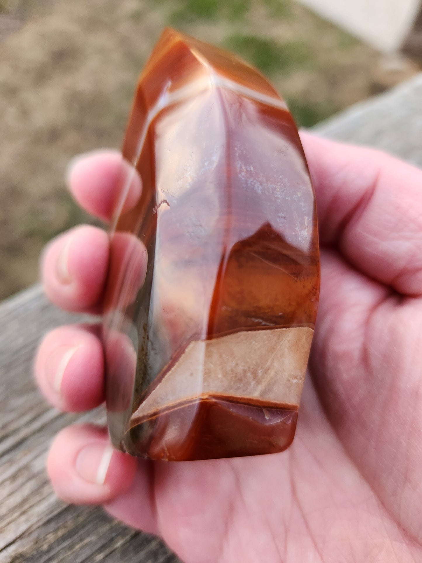 Beautiful Druzy Carnelian Crystal Chunky Flame with Banding