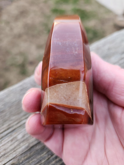 Beautiful Druzy Carnelian Crystal Chunky Flame with Banding