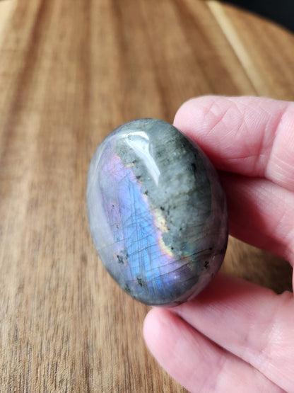 AAA Labradorite Crystal Tumble: Purple & Blue Flash, Palm Stone