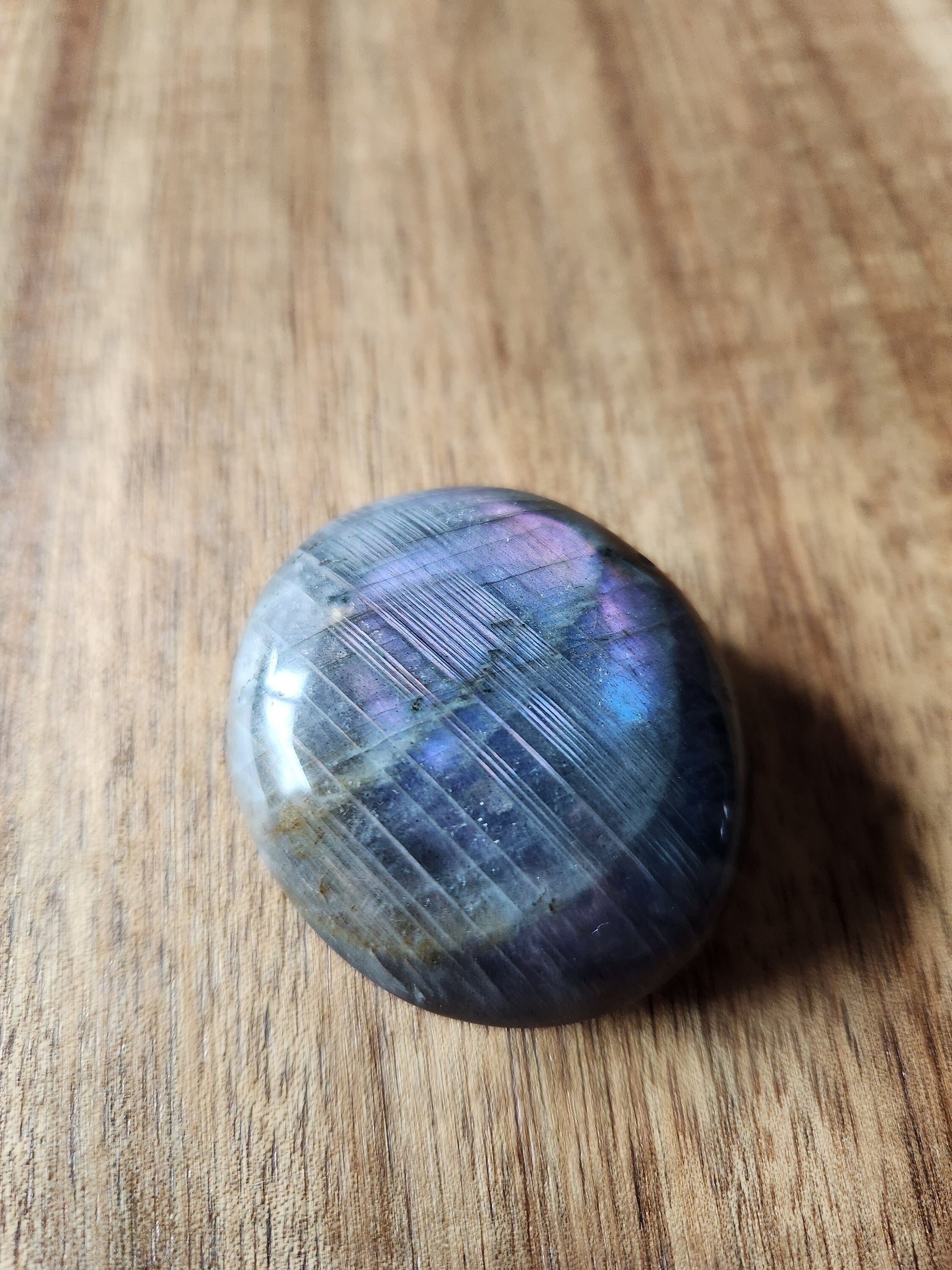 AAA Labradorite Crystal Tumble: Purple & Blue Flash, Palm Stone
