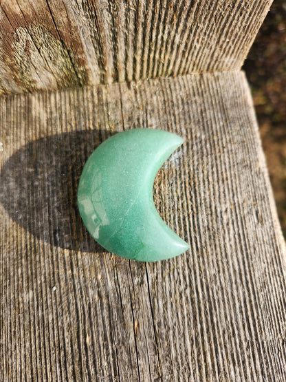 AAA Green Aventurine Crystal Moon: Buttery Smooth Polish, Brazil