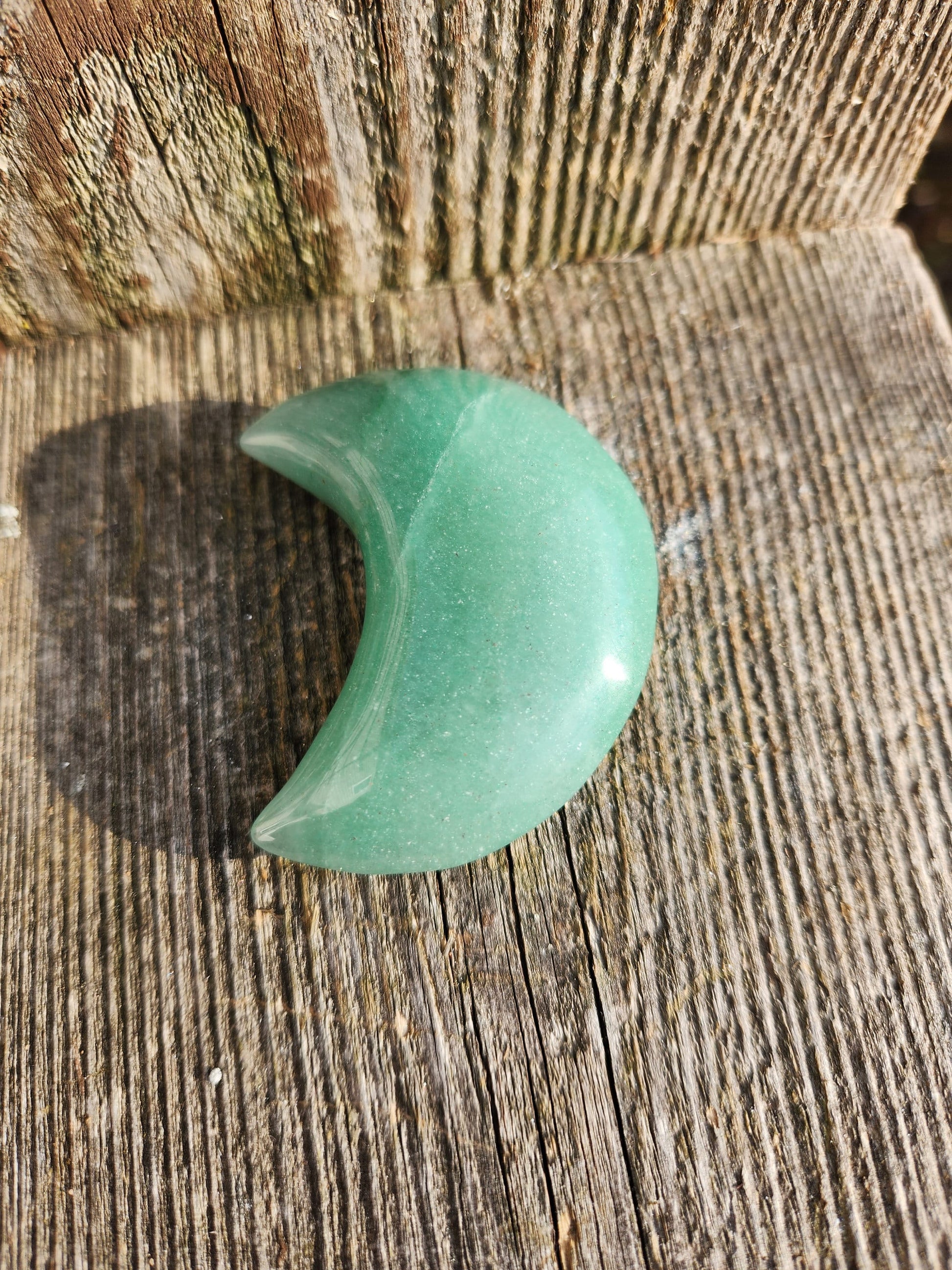 AAA Green Aventurine Crystal Moon: Buttery Smooth Polish, Brazil