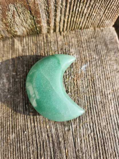 AAA Green Aventurine Crystal Moon: Buttery Smooth Polish, Brazil
