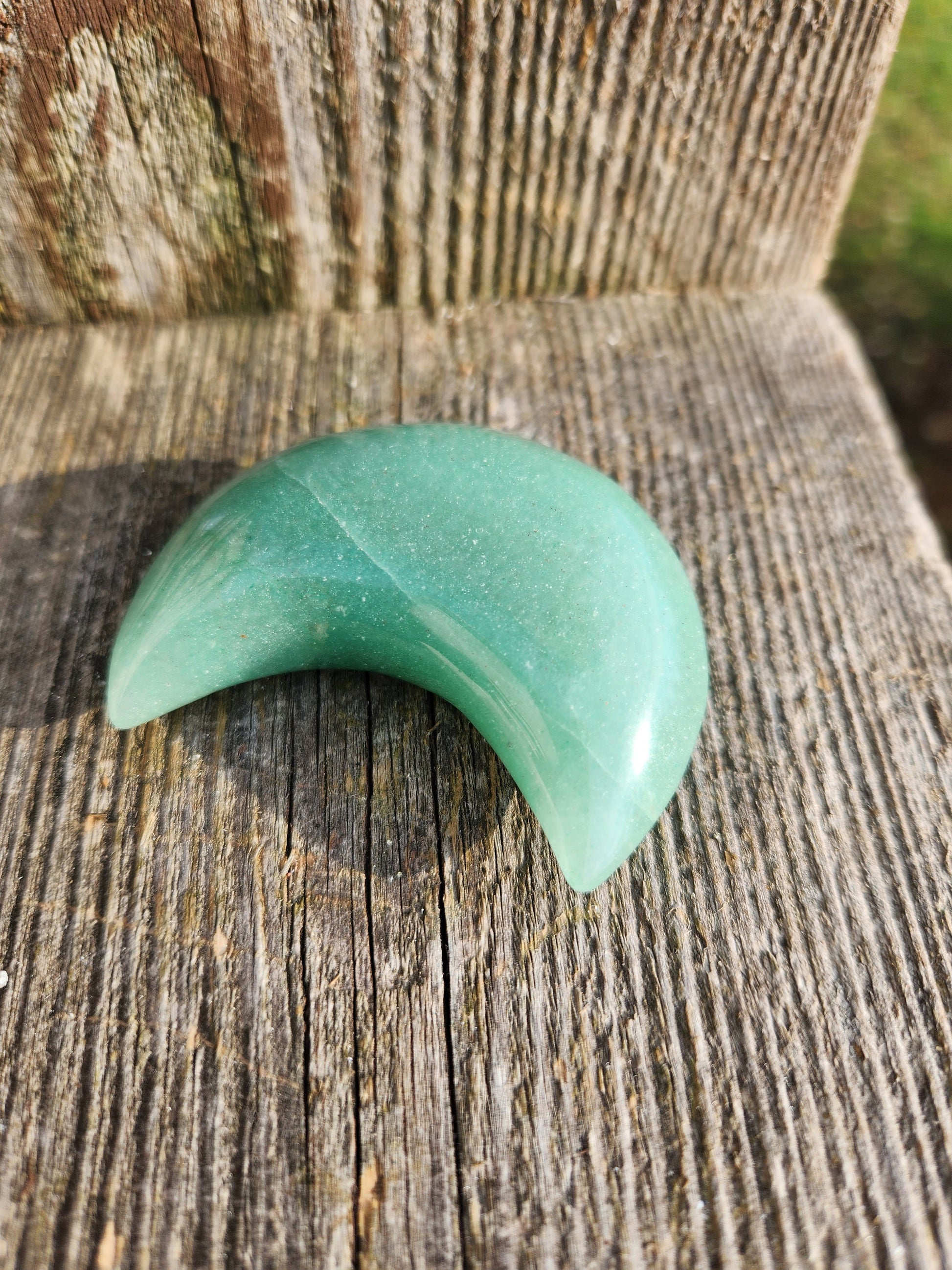 AAA Green Aventurine Crystal Moon: Buttery Smooth Polish, Brazil