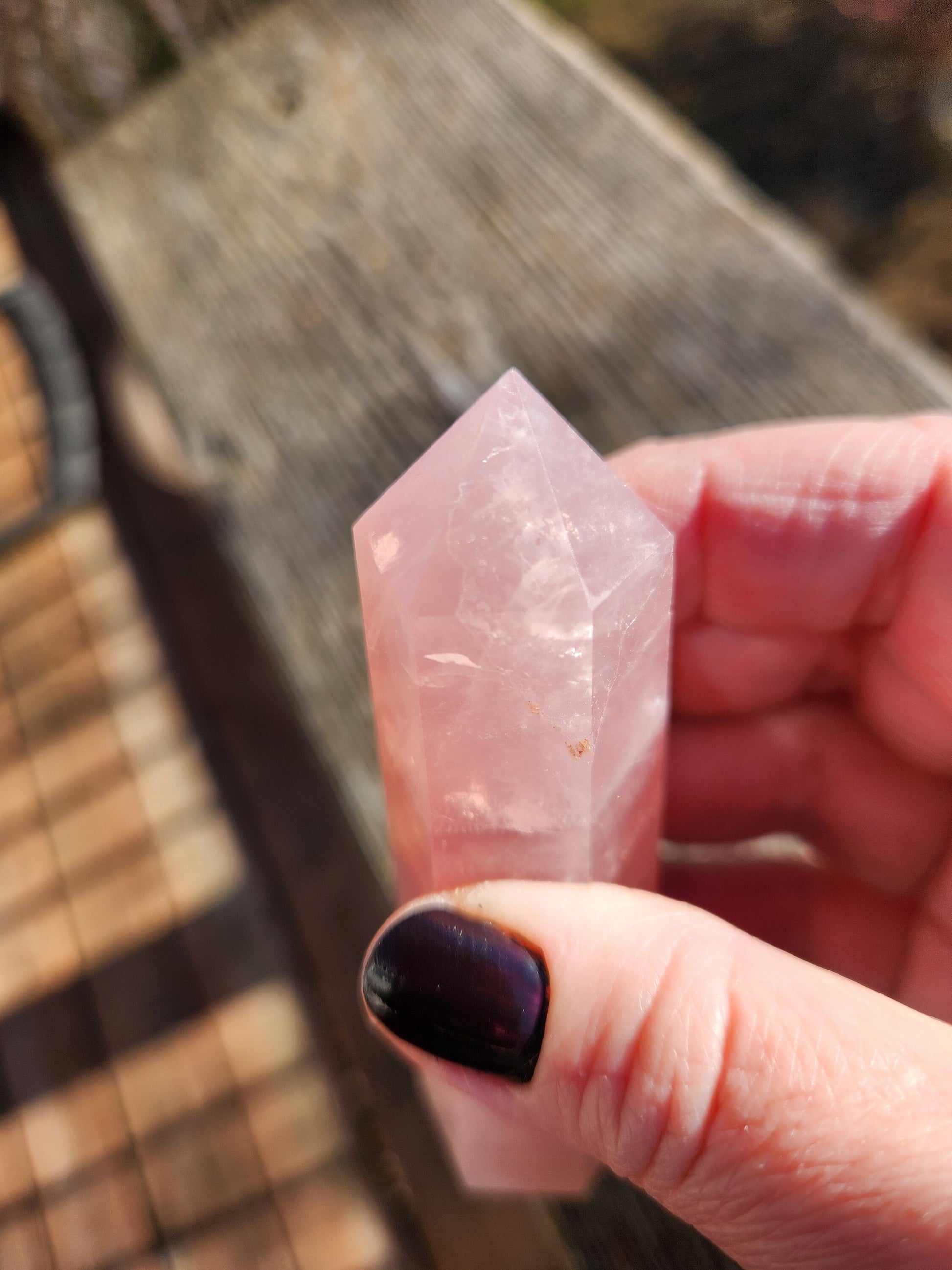 Beautiful AAA Pink Rose Quartz Crystal Tower, 6 Point, Generator