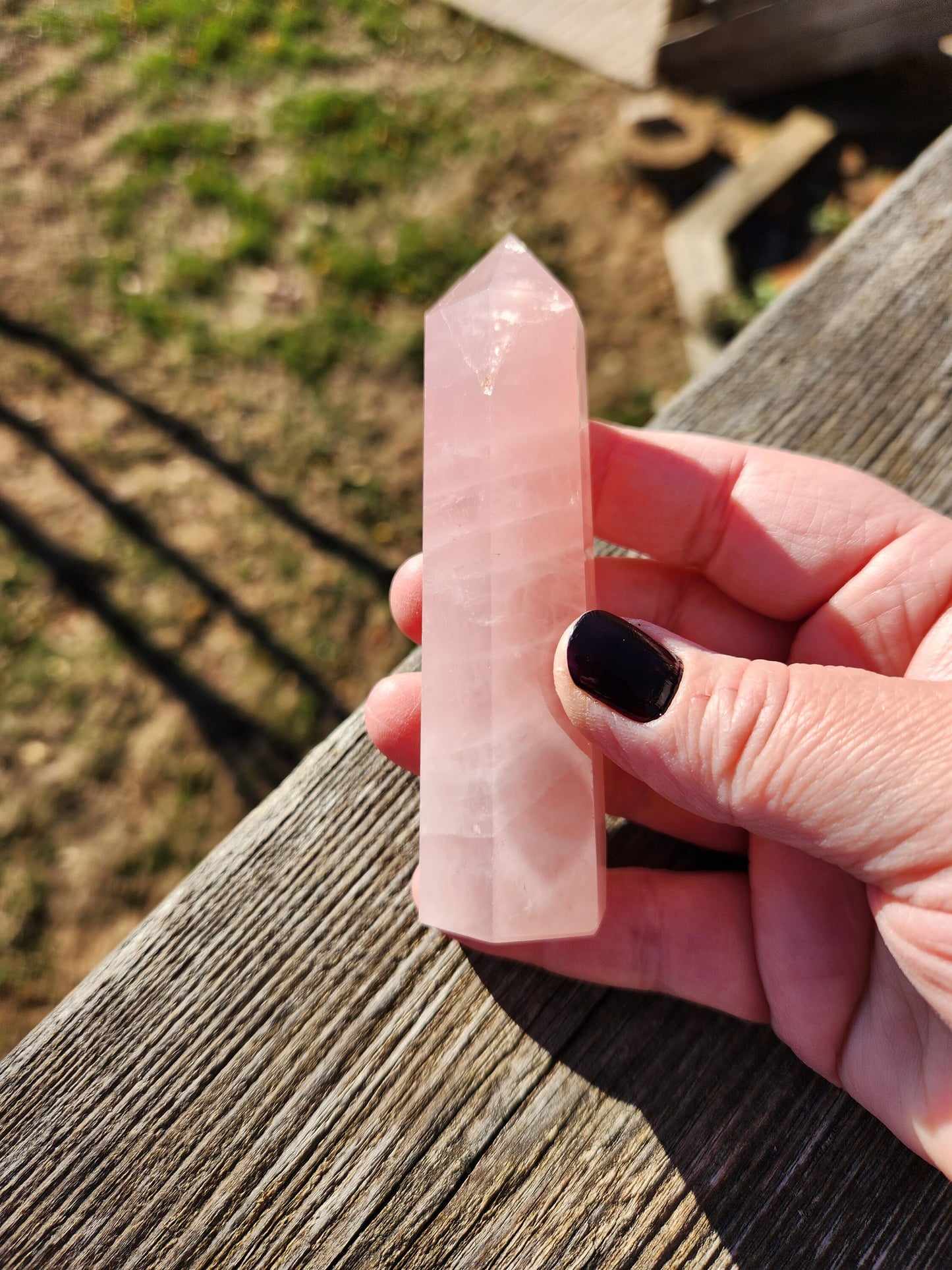 Beautiful AAA Pink Rose Quartz Crystal Tower, 6 Point, Generator