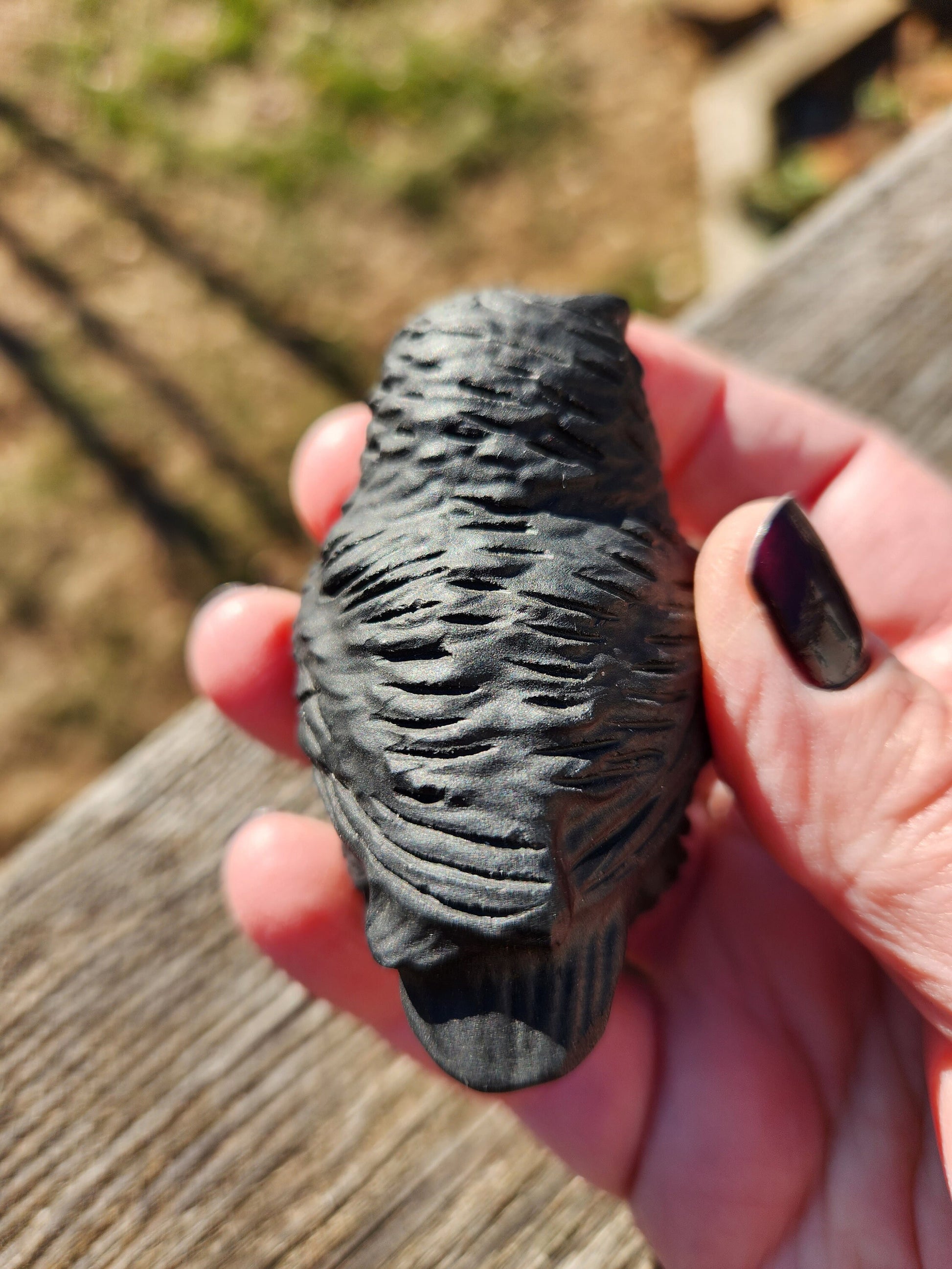 Beautiful Black Obsidian Carved Crystal Owl Natural Stone