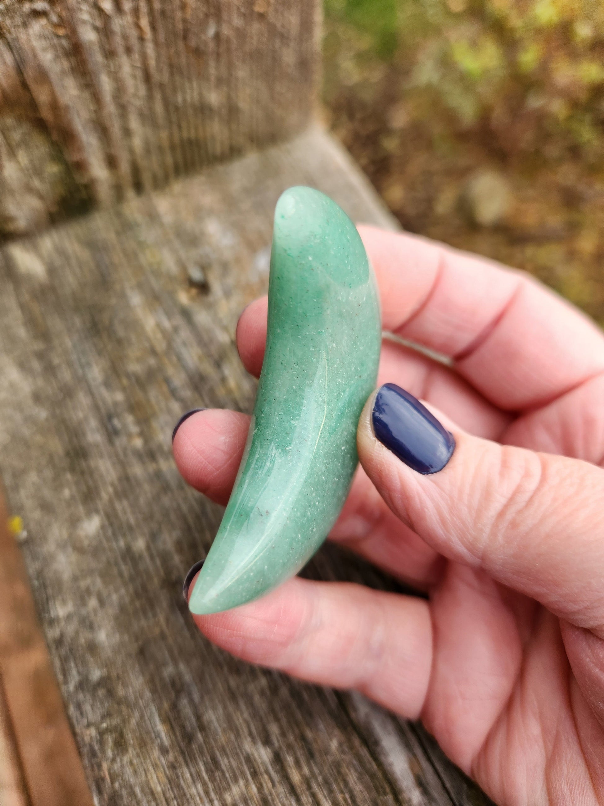 Green Aventurine Crystal Moon: Buttery Smooth, High Polish