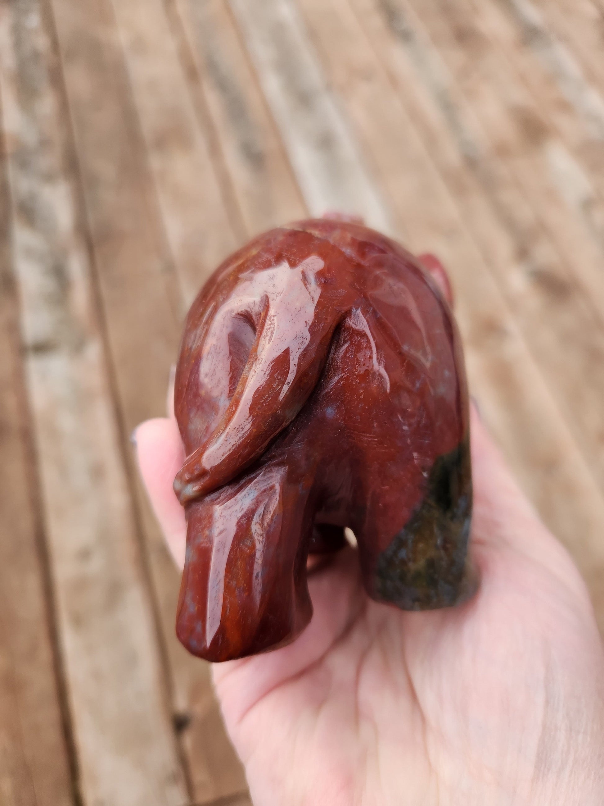 Polished Indian Agate Carved Elephant Crystal Stone