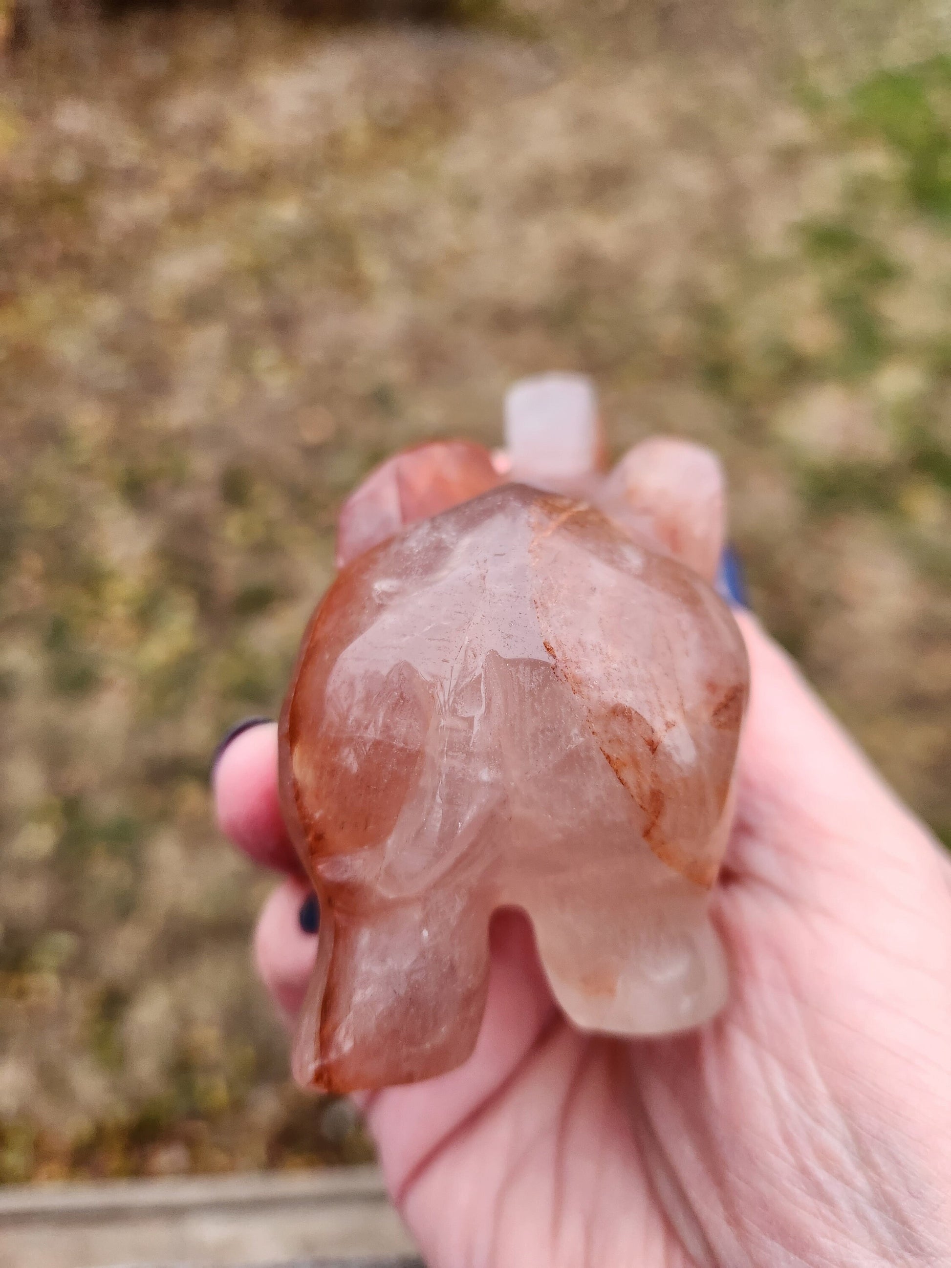 Beautiful Fire Quartz Carved Elephant Crystal Stone Medium