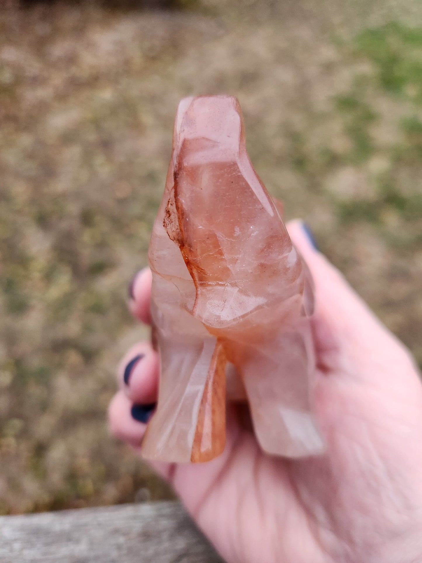 Beautiful Fire Quartz Carved Elephant Crystal Stone Medium