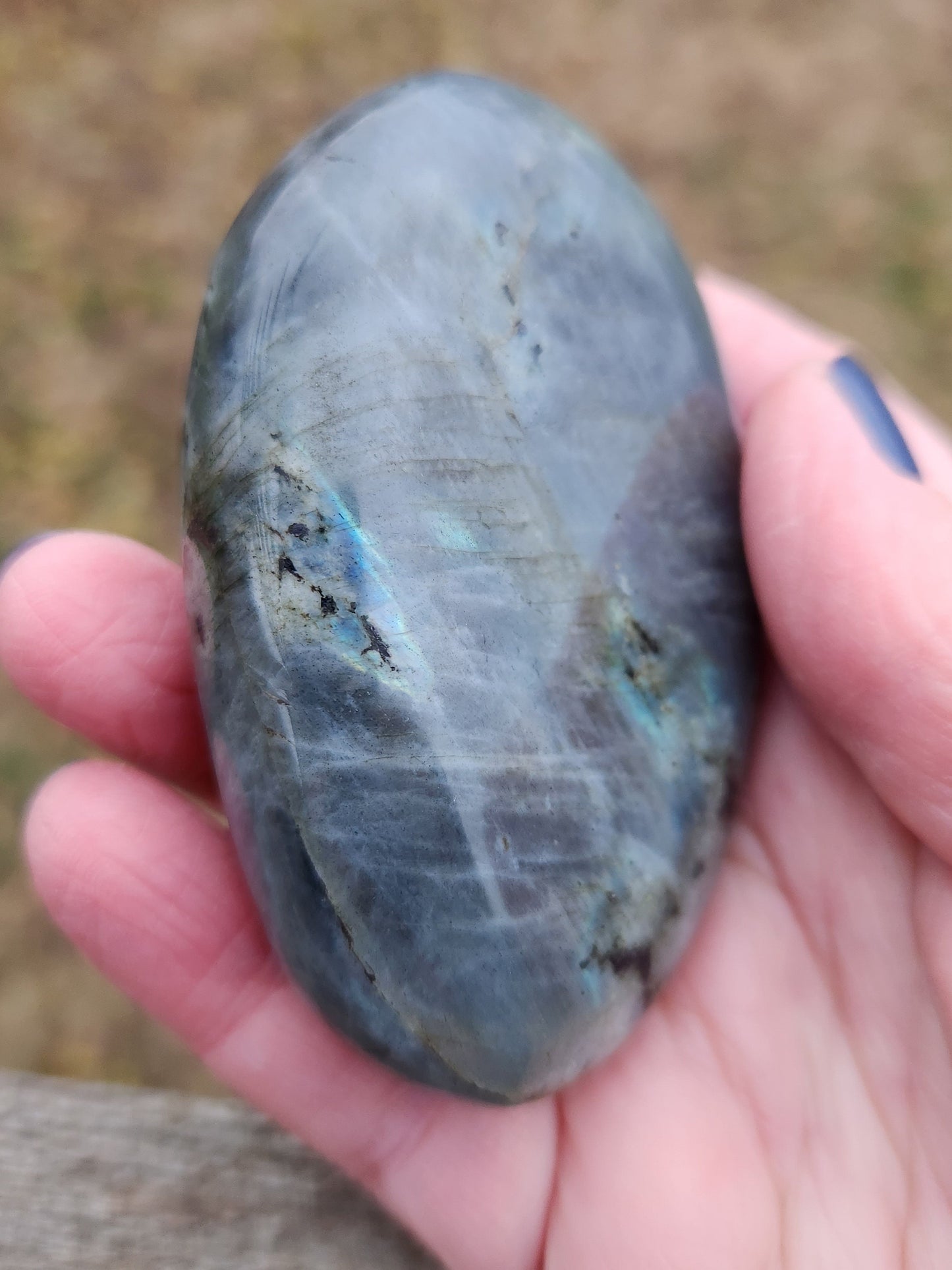 AAA Labradorite Palm Stone: High Polished Crystal with Peacock Flash