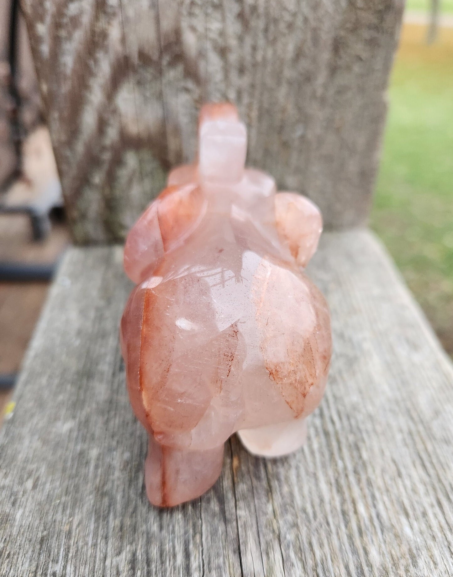 Beautiful Fire Quartz Carved Elephant Crystal Stone Medium