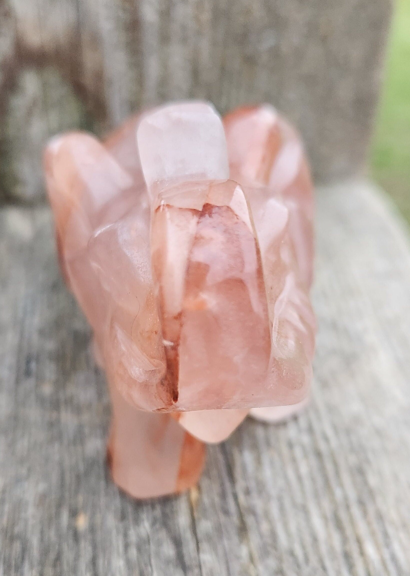 Beautiful Fire Quartz Carved Elephant Crystal Stone Medium