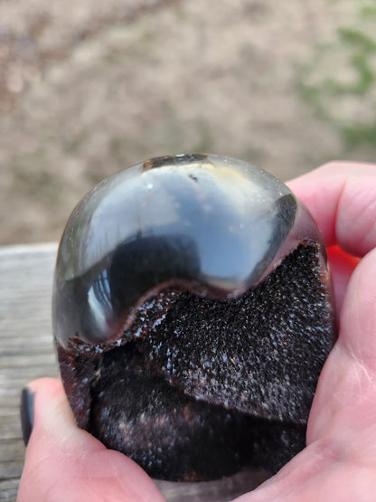 AAA Septarian Dragon Rock Egg Crystal with Stand