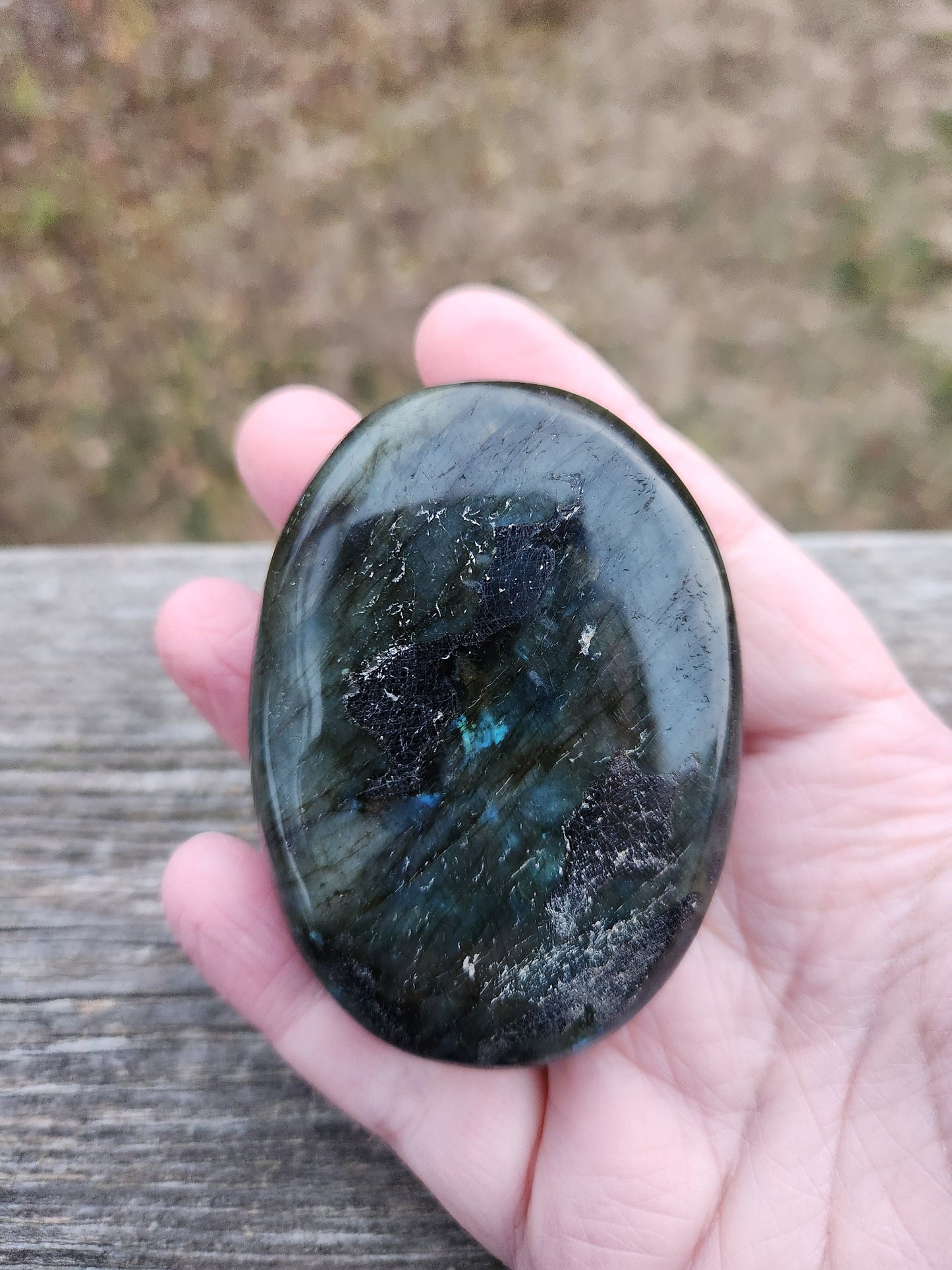 Unique High Polished AAA Labradorite Crystal Large Palm Stone with flash