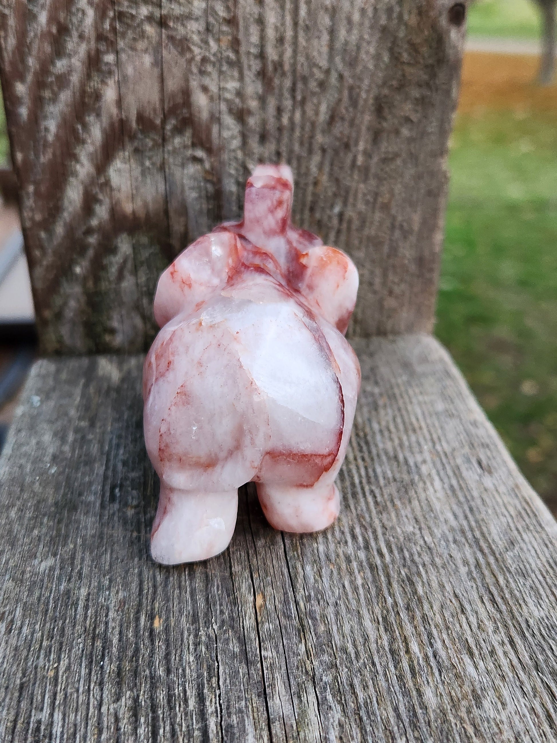 Beautiful Fire Quartz Carved Elephant Crystal Stone Medium